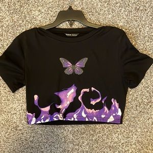 Black butterfly tee.